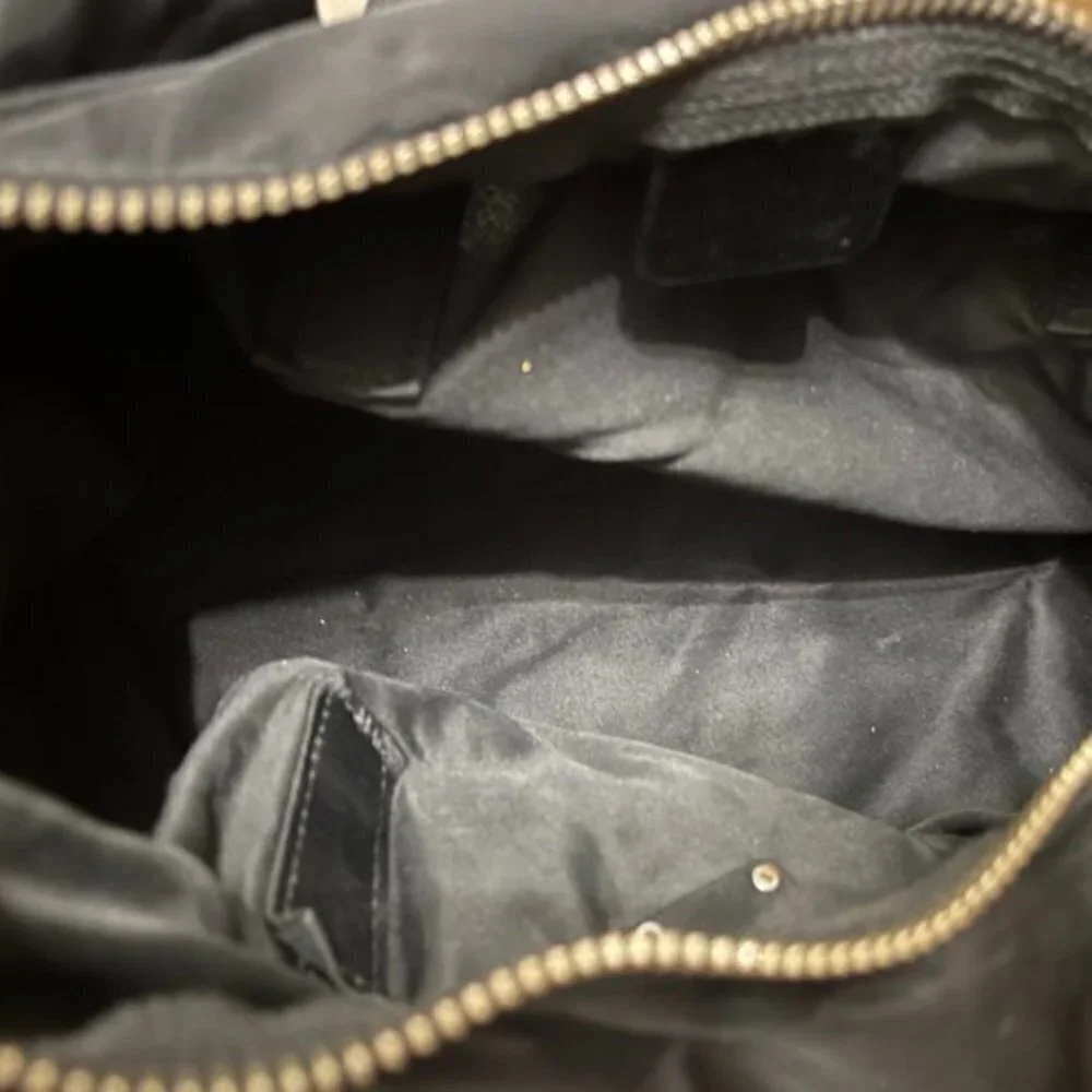 Vintage Prada Zip Satchel Tessuto in Black with Patent Leather Handles